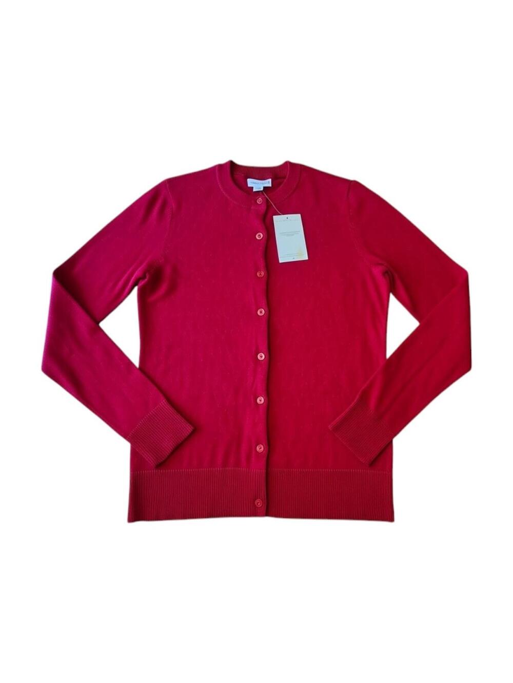 NEW Alfred Sung Red Cashmere "Classic" Blend Cardigan Size Medium
